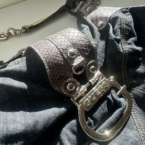 Vintage Y2K Guess Blue jeans and Snake Gem Patterned Bag